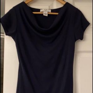 New Megaschoni Scoop Neck Navy Blouse